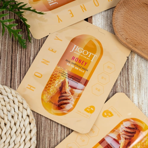 JIGOTT Honey Real Ampoule Mask, Nourishing + Moisture Barrier Repair, Propolis & Honey