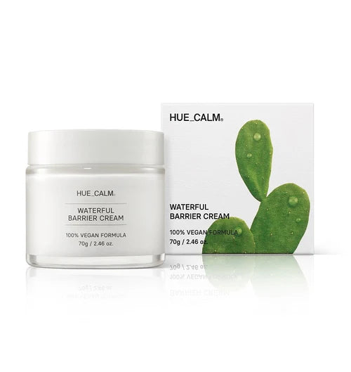 Hue Calm Waterful Calm Barrier Cream — 70% Opuntia + 24-Hour Hydration — Vegan Moisturizer for Sensitive Skin