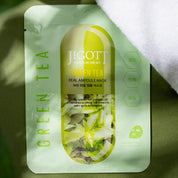 JIGOTT Green Tea Real Ampoule Mask, Soothing + Purifying + Sebum Care
