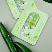 JIGOTT Cucumber Real Ampoule Mask, Cooling + Moisturizing + Pore Calming