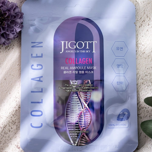 JIGOTT Collagen Real Ampoule Mask, Firming + Elasticity Boost + Skin Smoothing
