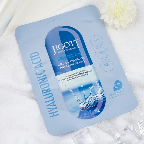 Jigott Hyaluronic Acid Real Ampoule Mask, Deep Hydration, Skin Elasticity