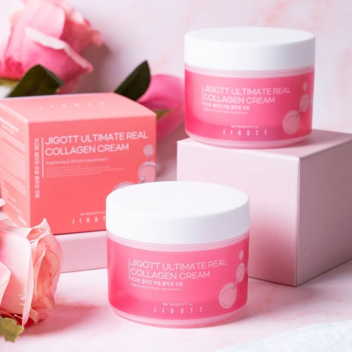 Jigott Collagen Cream — Firming + Anti-Wrinkle Care — 2,000ppm Hydrolyzed Collagen + Niacinamide