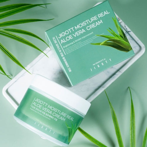Jigott Aloe Vera Soothing Cream — Moisture Barrier + Calming — Aloe Vera Leaf Extract + Niacinamide