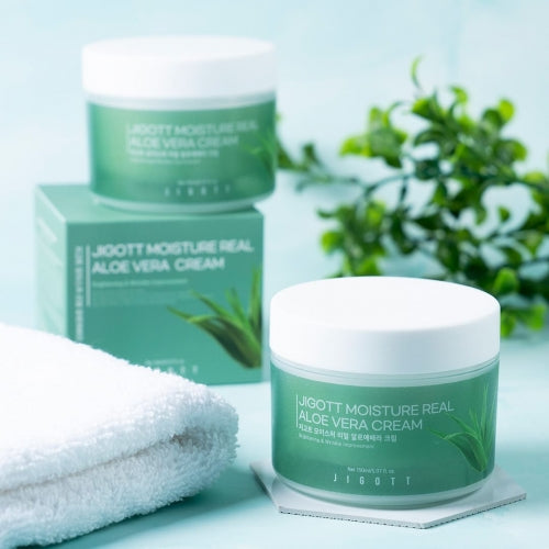 Jigott Aloe Vera Soothing Cream — Moisture Barrier + Calming — Aloe Vera Leaf Extract + Niacinamide