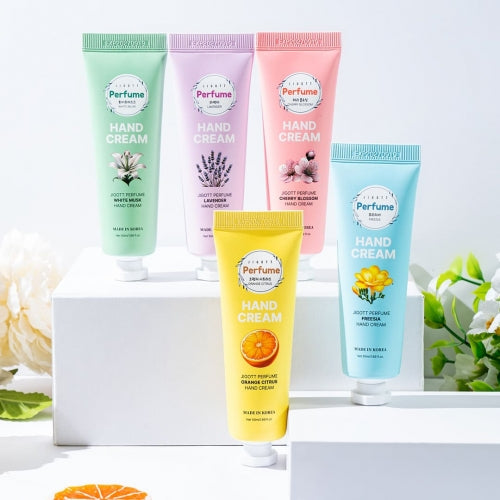 JIGOTT Perfume Assorted Hand Cream Set of 5 — Floral, Citrus & Herbal — Moisturizing & Fragrant Care