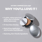 TIRTIR Aura Silver Cushion Foundation - Semi-Glow Finish + Radiant Coverage + Hydration