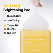 Mediheal Vitamide Brightening Toner Pad – Vegan Radiance Pads with Niacinamide & Sea Buckthorn