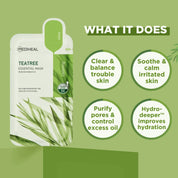 Mediheal Tea Tree Essential Mask – Calming Sheet Mask with Tea Tree, Centella, and Chamomile | (Pack of 10)