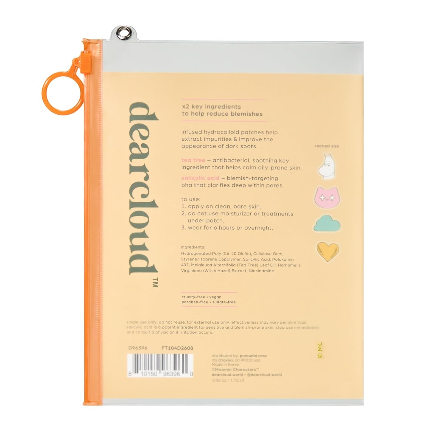 Dearcloud x Moomin Blemish Patch — 36ct Acne Spot Treatment with Salicylic Acid
