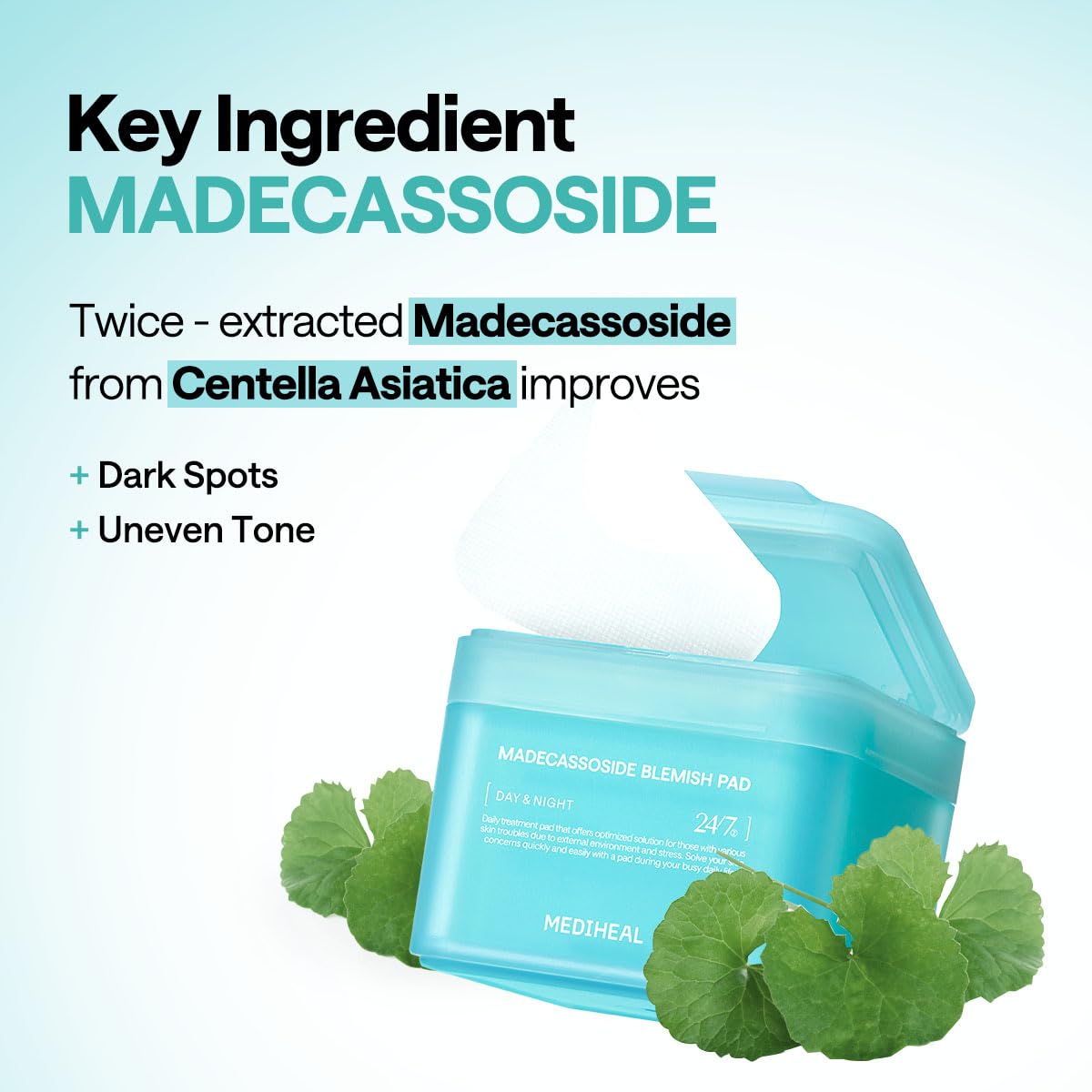 Mediheal Madecassoside Blemish Toner Pad – Calming Vegan Pads with Centella Asiatica for Acne-Prone Skin