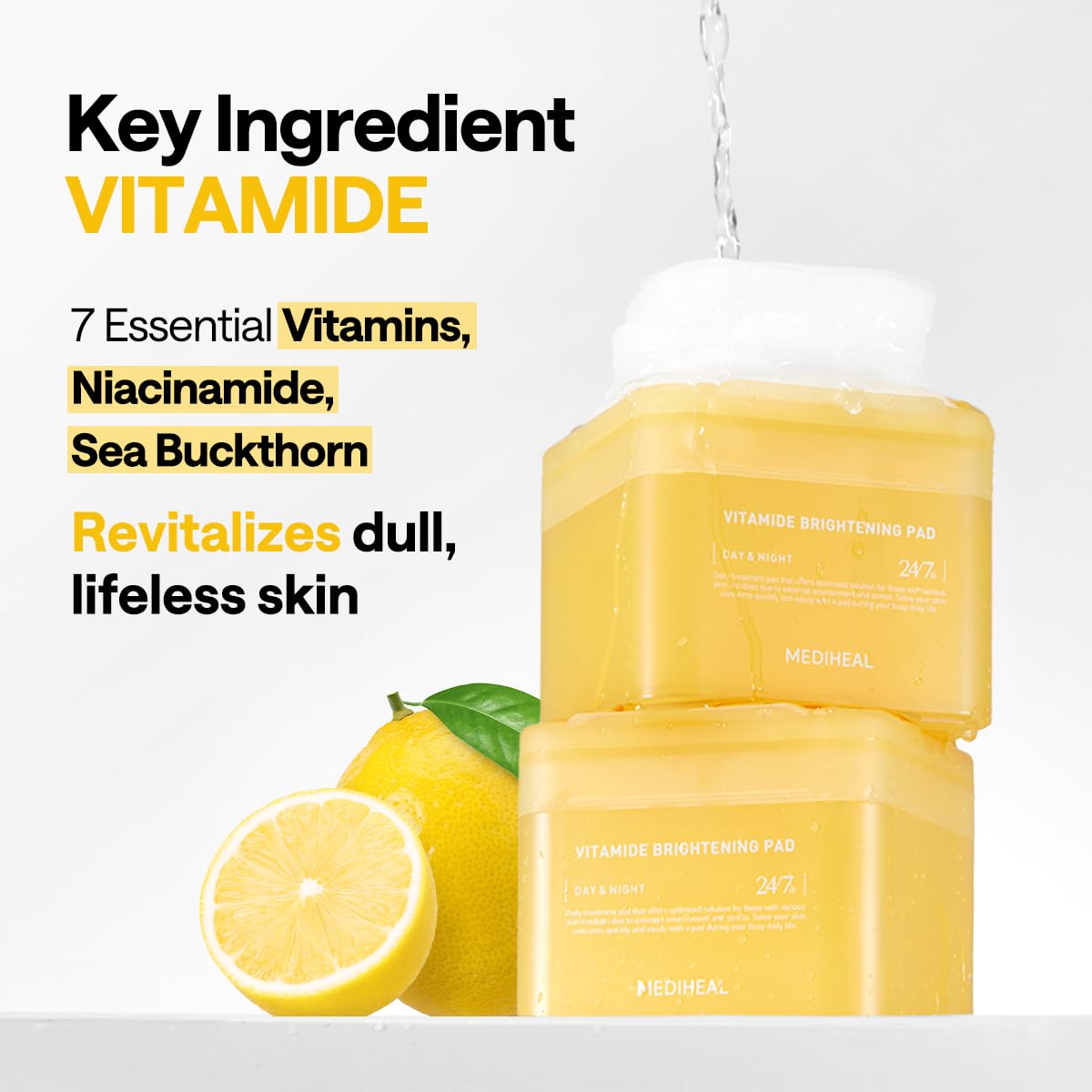 Mediheal Vitamide Brightening Toner Pad – Vegan Radiance Pads with Niacinamide & Sea Buckthorn