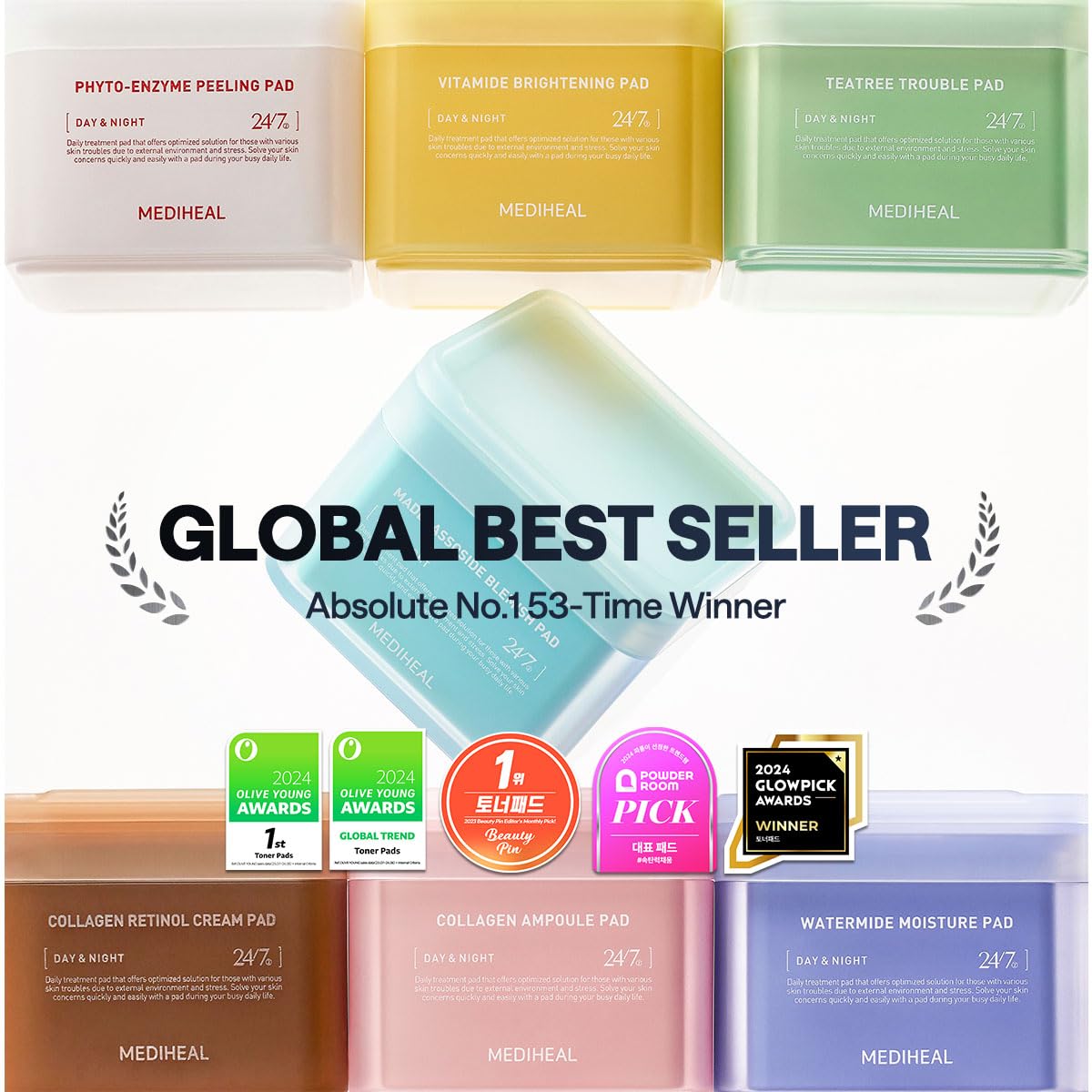 Mediheal Watermide Moisture Toner Pad – Hydrating Vegan Pads with Glacial Water & Forget-Me-Not Flower