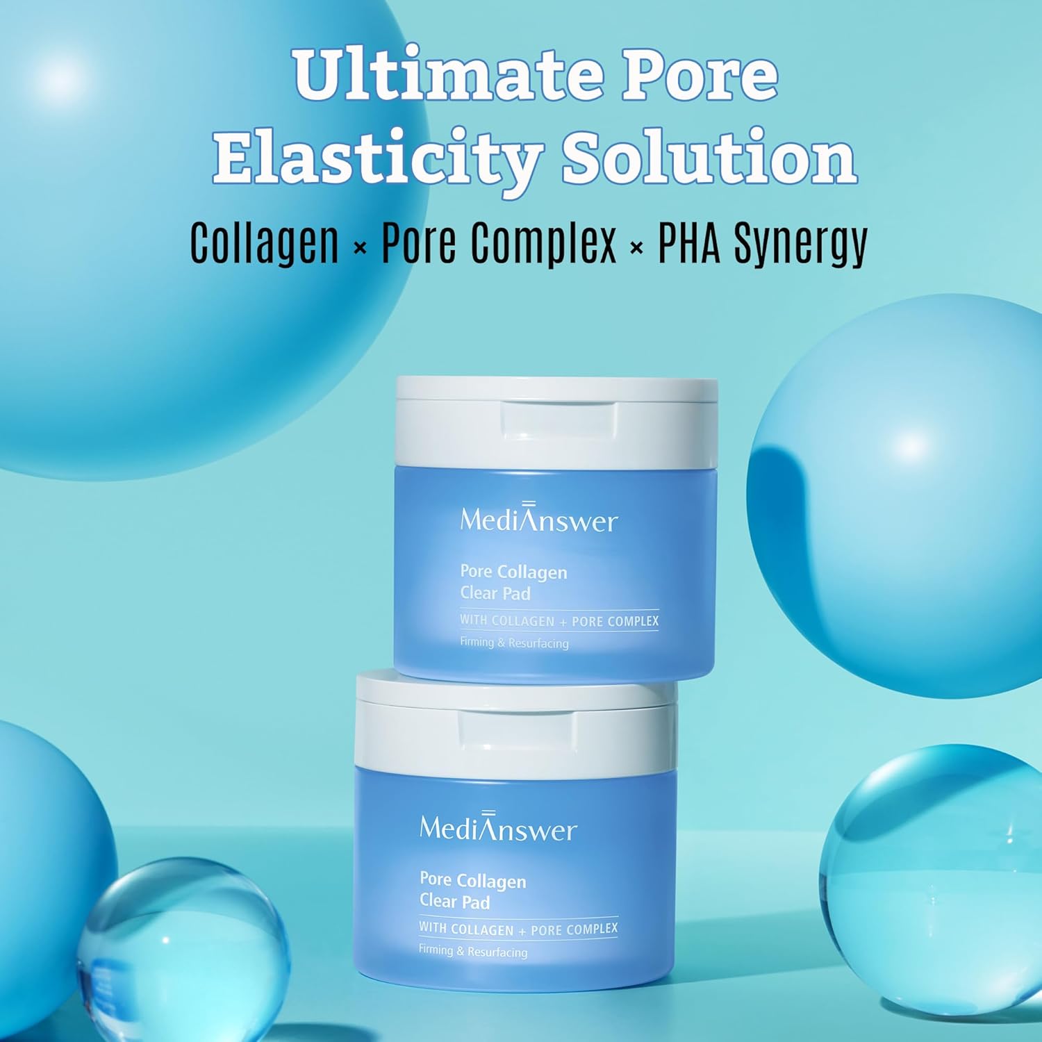 MediAnswer Collagen Toner Pads — Vita Glow & Pore Clear — Firming • Brightening — Collagen --