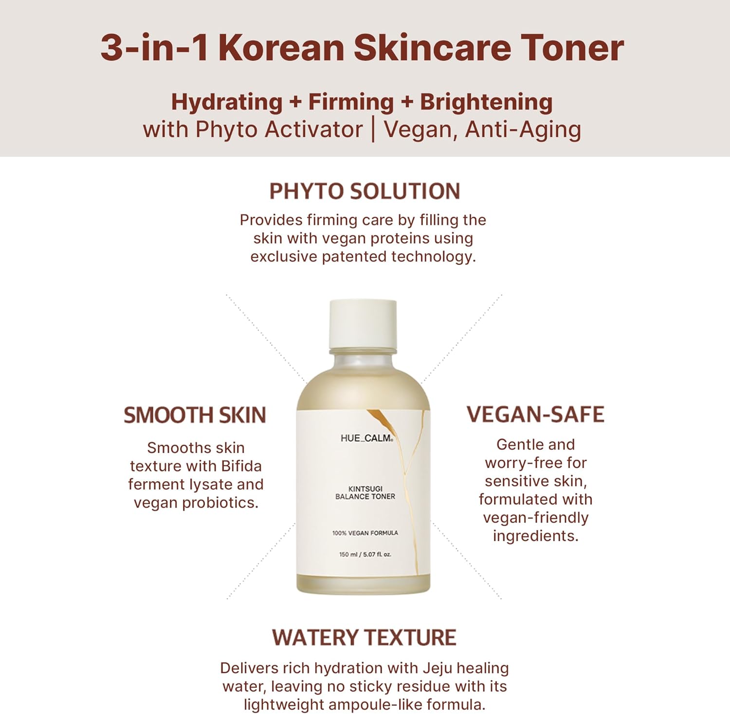 Hue Calm Kintsugi Balance Toner – Vegan Hydrating & Firming Toner with Niacinamide & Jeju Extracts 150ml