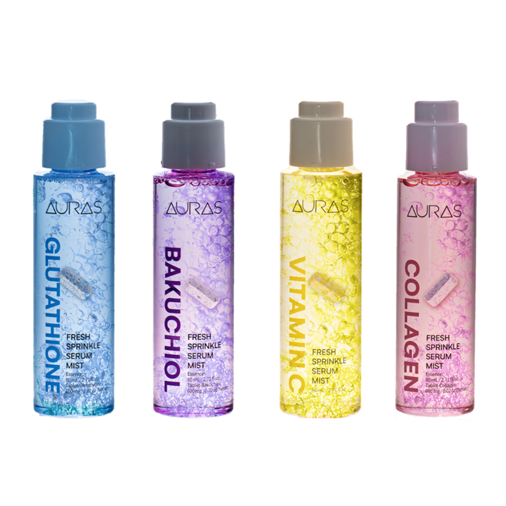 AURAS Fresh Sprinkle Serum Mist 60ml – Oxygen Bubble Glow Mist with Bakuchiol, Collagen, Vitamin C, Glutathione