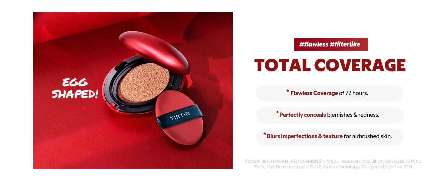 TIRTIR Mask Fit Red Cushion Foundation, Long-Lasting Radiant Coverage