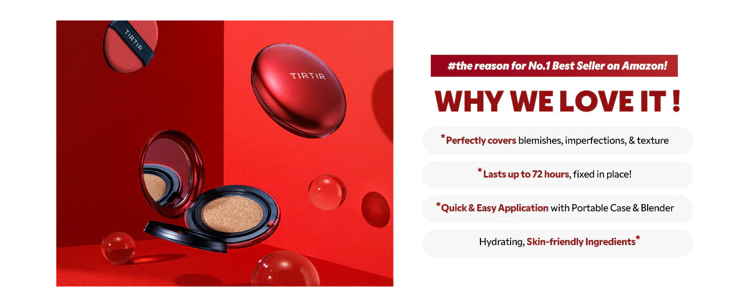 TIRTIR Mask Fit Red Cushion Foundation, Long-Lasting Radiant Coverage