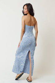 BD23326-1 Swirls Strapless Maxi Dress