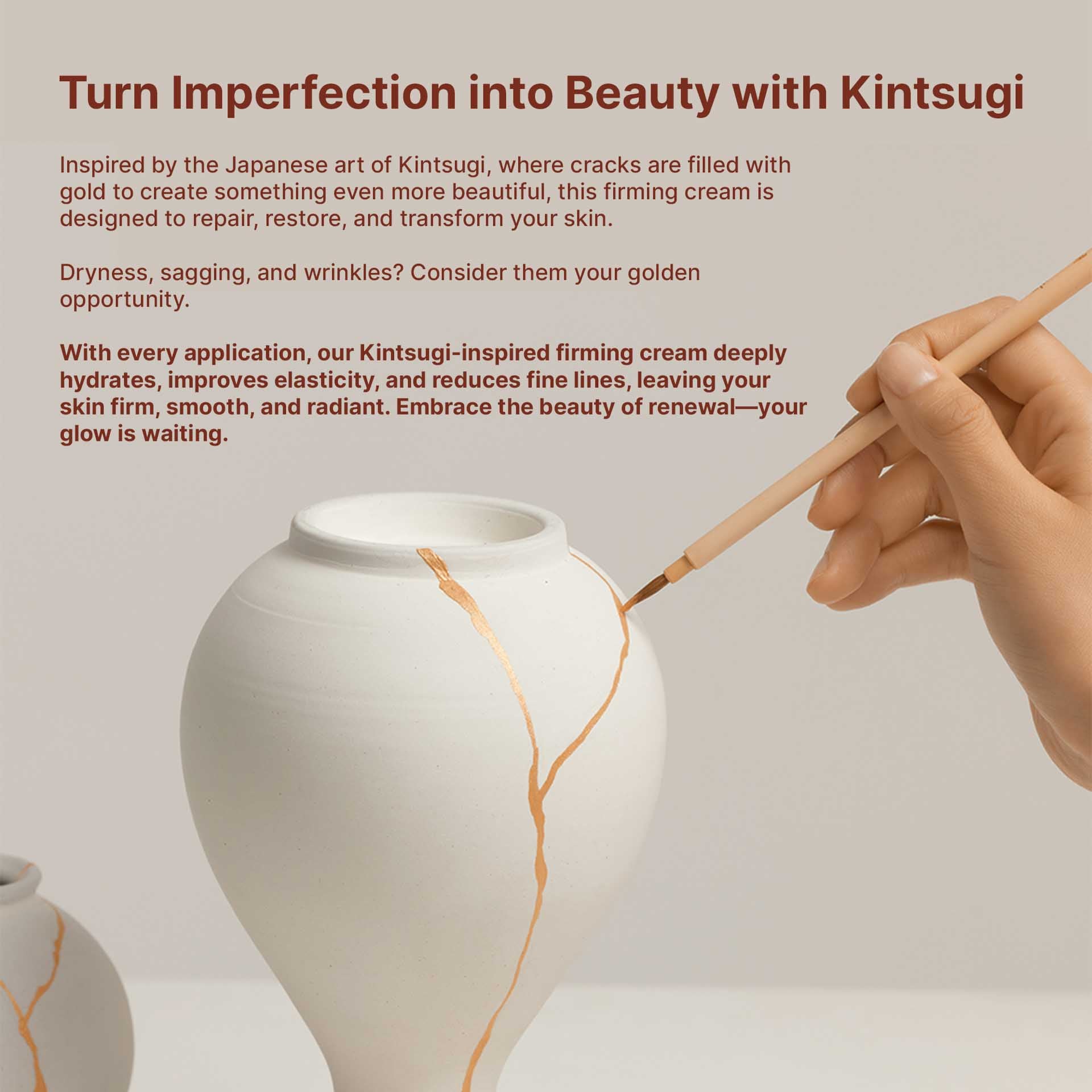 Hue Calm Kintsugi Firming Cream – Vegan Collagen Moisturizer for Wrinkles, Elasticity & Sensitive Skin