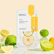 Mediheal Vita Essential Mask – Vitamin C Brightening & Revitalizing Sheet Mask | (Pack of 10)